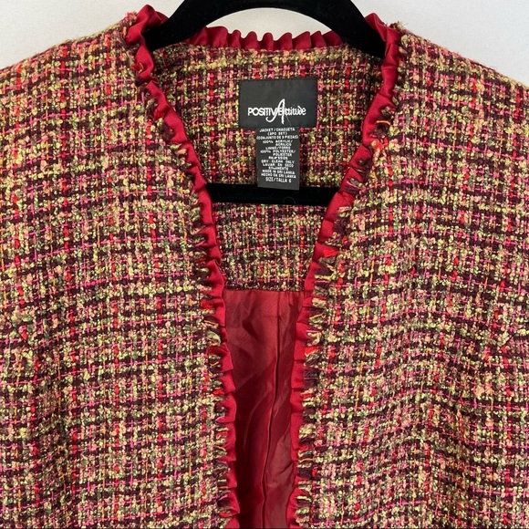 Positive Attitude Open Tweed Blazer Jacket Womens Size 6 - Picture 3 of 5
